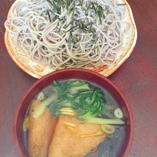 水菜と揚げの盛り蕎麦